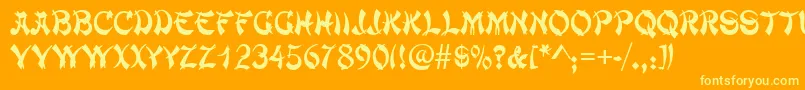 Chowmein Font – Yellow Fonts on Orange Background