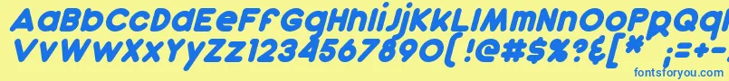 DunkinItalic Font – Blue Fonts on Yellow Background