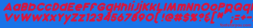 DunkinItalic Font – Red Fonts on Blue Background