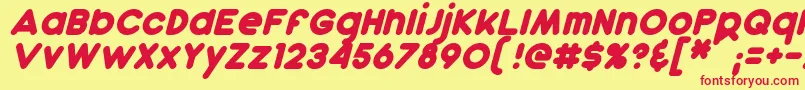 DunkinItalic Font – Red Fonts on Yellow Background