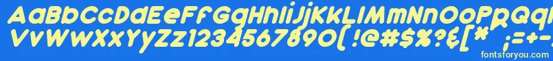 DunkinItalic Font – Yellow Fonts on Blue Background