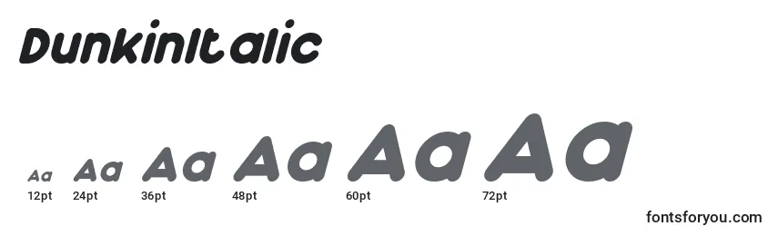 DunkinItalic Font Sizes