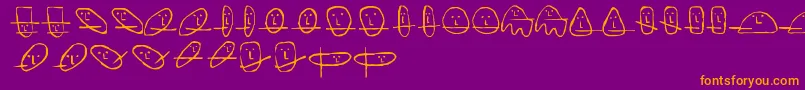 Mousse-Schriftart – Orangefarbene Schriften auf violettem Hintergrund