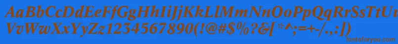 フォントConceptMediumitalic – 茶色の文字が青い背景にあります。