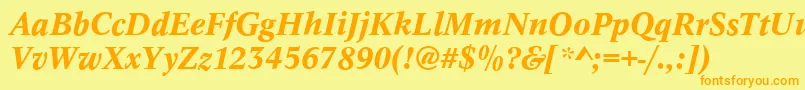 フォントConceptMediumitalic – オレンジの文字が黄色の背景にあります。