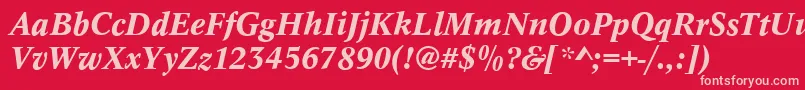 ConceptMediumitalic-fontti – vaaleanpunaiset fontit punaisella taustalla