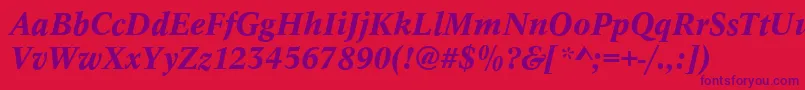 ConceptMediumitalic-Schriftart – Violette Schriften auf rotem Hintergrund