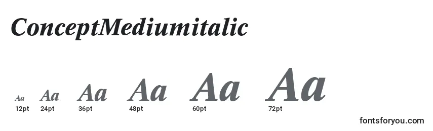 Размеры шрифта ConceptMediumitalic