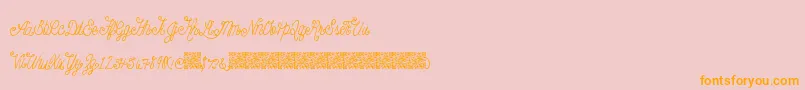 Beautyscript-Schriftart – Orangefarbene Schriften auf rosa Hintergrund