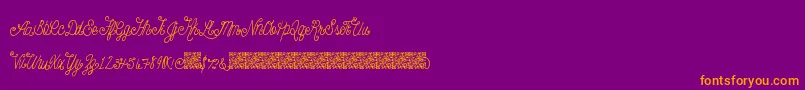 Beautyscript-Schriftart – Orangefarbene Schriften auf violettem Hintergrund