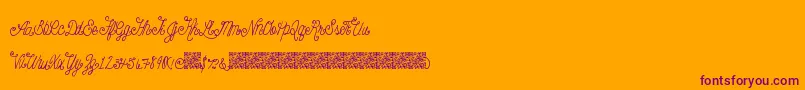 Beautyscript-Schriftart – Violette Schriften auf orangefarbenem Hintergrund