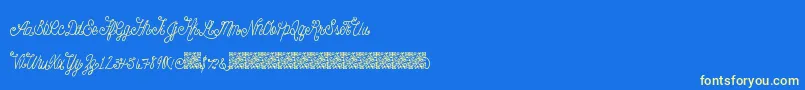 Beautyscript-Schriftart – Gelbe Schriften auf blauem Hintergrund