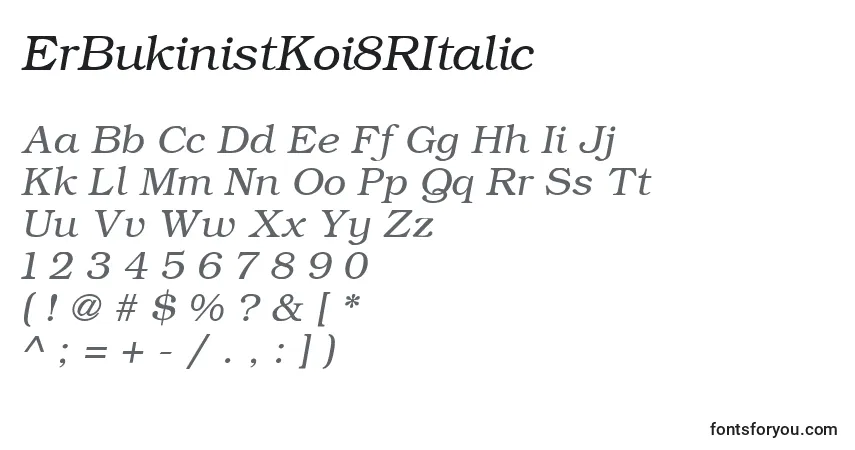 A fonte ErBukinistKoi8RItalic – alfabeto, números, caracteres especiais
