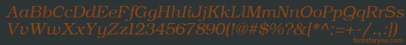 ErBukinistKoi8RItalic-Schriftart – Braune Schriften auf schwarzem Hintergrund