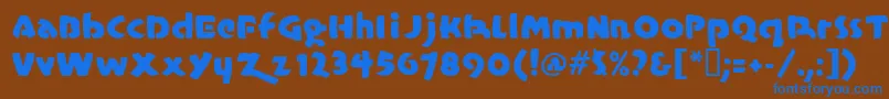 フォントCasualmarkermf – 茶色の背景に青い文字