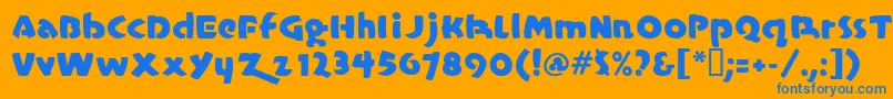 Casualmarkermf-Schriftart – Blaue Schriften auf orangefarbenem Hintergrund