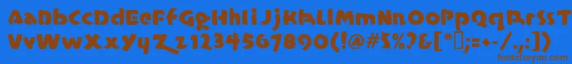 フォントCasualmarkermf – 茶色の文字が青い背景にあります。