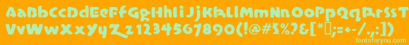 Casualmarkermf-Schriftart – Grüne Schriften auf orangefarbenem Hintergrund