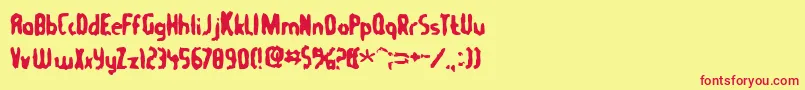 Tommygun Font – Red Fonts on Yellow Background