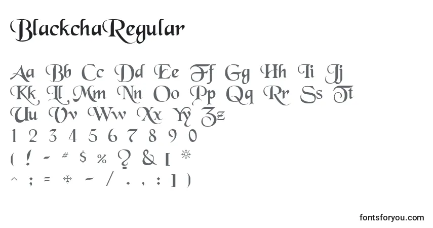 Schriftart BlackchaRegular – Alphabet, Zahlen, spezielle Symbole