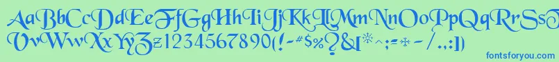 BlackchaRegular Font – Blue Fonts on Green Background