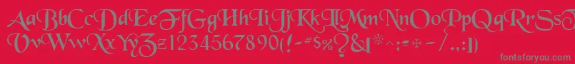 BlackchaRegular-fontti – harmaat kirjasimet punaisella taustalla