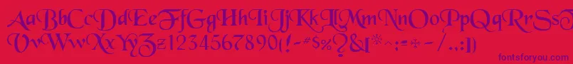 Czcionka BlackchaRegular – fioletowe czcionki na czerwonym tle