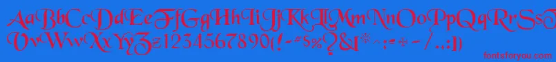 BlackchaRegular Font – Red Fonts on Blue Background