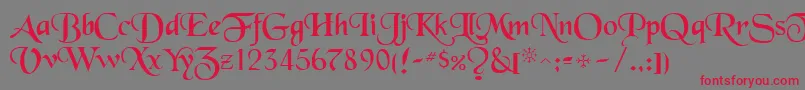 フォントBlackchaRegular – 赤い文字の灰色の背景