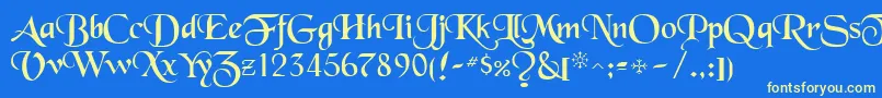 BlackchaRegular Font – Yellow Fonts on Blue Background