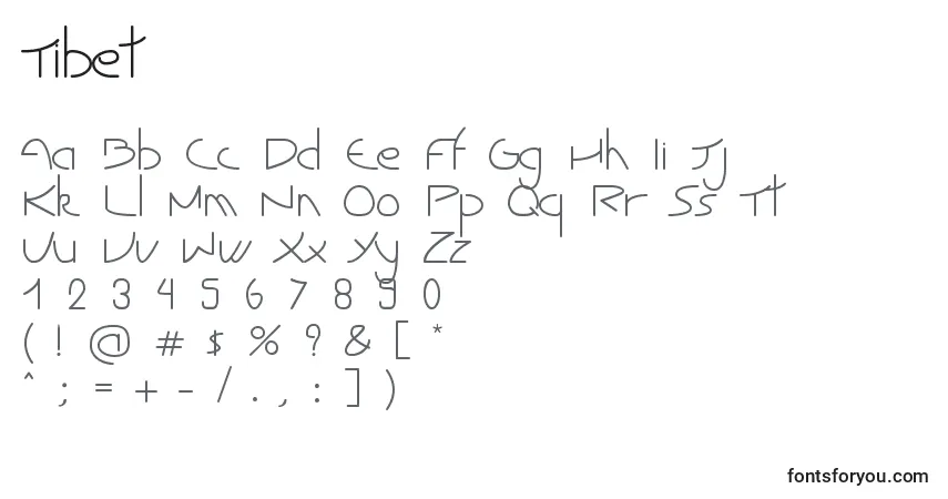 Fuente Tibet - alfabeto, números, caracteres especiales