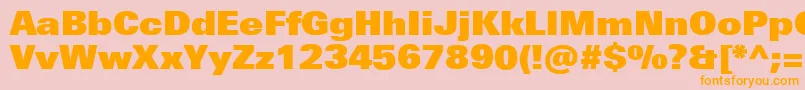 フォントUniversNextProExtrablack – オレンジの文字がピンクの背景にあります。