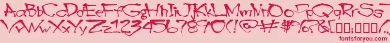 Fonte Blottooo – fontes vermelhas em um fundo rosa