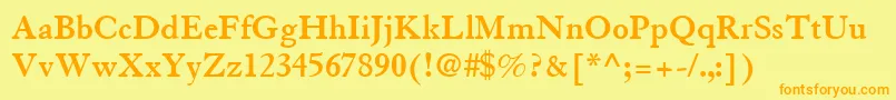 GranjonLtBold-Schriftart – Orangefarbene Schriften auf gelbem Hintergrund