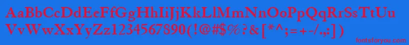 GranjonLtBold-Schriftart – Rote Schriften auf blauem Hintergrund