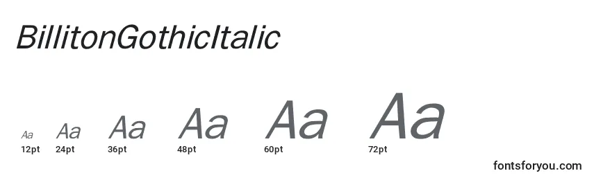 Größen der Schriftart BillitonGothicItalic