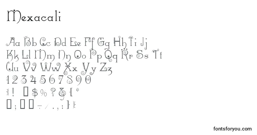Fuente Mexacali - alfabeto, números, caracteres especiales