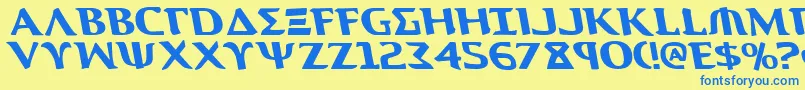 フォントAegis1l – 青い文字が黄色の背景にあります。