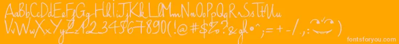 Weitere Informationen zur HaikusScriptVersion09Bold-Schriftart HaikusScriptVersion09Bold-Schriftart – Rosa Schriften auf orangefarbenem Hintergrund
