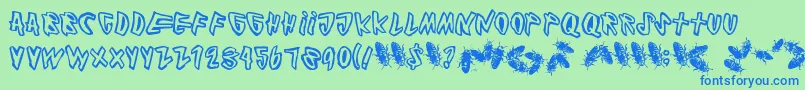 Cockroach Font – Blue Fonts on Green Background