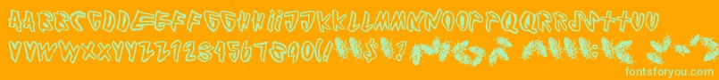 Cockroach Font – Green Fonts on Orange Background