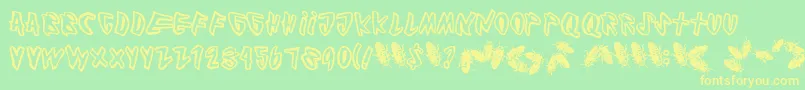 Cockroach Font – Yellow Fonts on Green Background