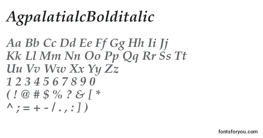 Шрифт AgpalatialcBolditalic – алфавит, цифры, специальные символы