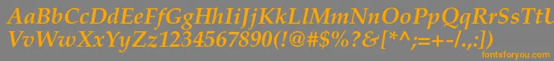 フォントAgpalatialcBolditalic – オレンジの文字は灰色の背景にあります。