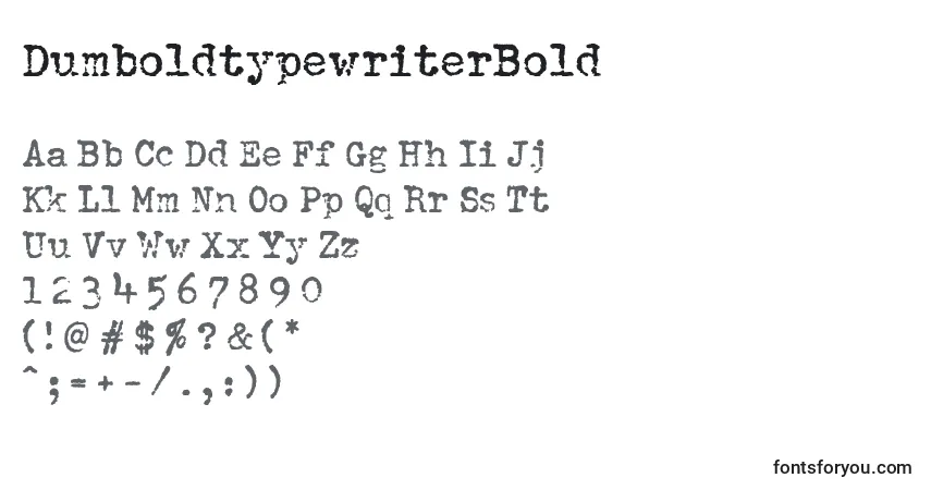 A fonte DumboldtypewriterBold – alfabeto, números, caracteres especiais