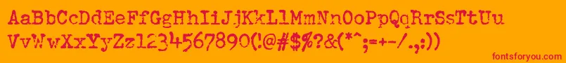 DumboldtypewriterBold-Schriftart – Rote Schriften auf orangefarbenem Hintergrund