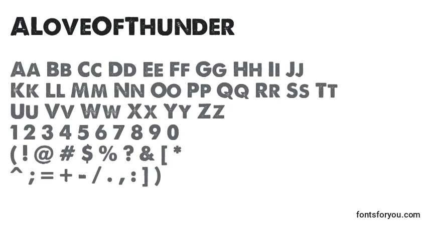 Schriftart ALoveOfThunder – Alphabet, Zahlen, spezielle Symbole