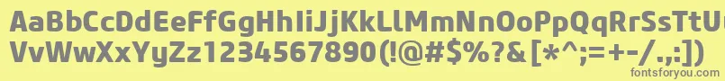 フォントCoreSansM75Extrabold – 黄色の背景に灰色の文字