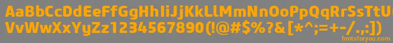 フォントCoreSansM75Extrabold – オレンジの文字は灰色の背景にあります。