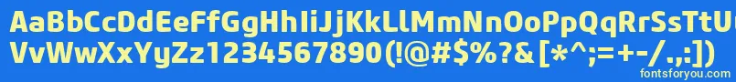 CoreSansM75Extrabold Font – Yellow Fonts on Blue Background